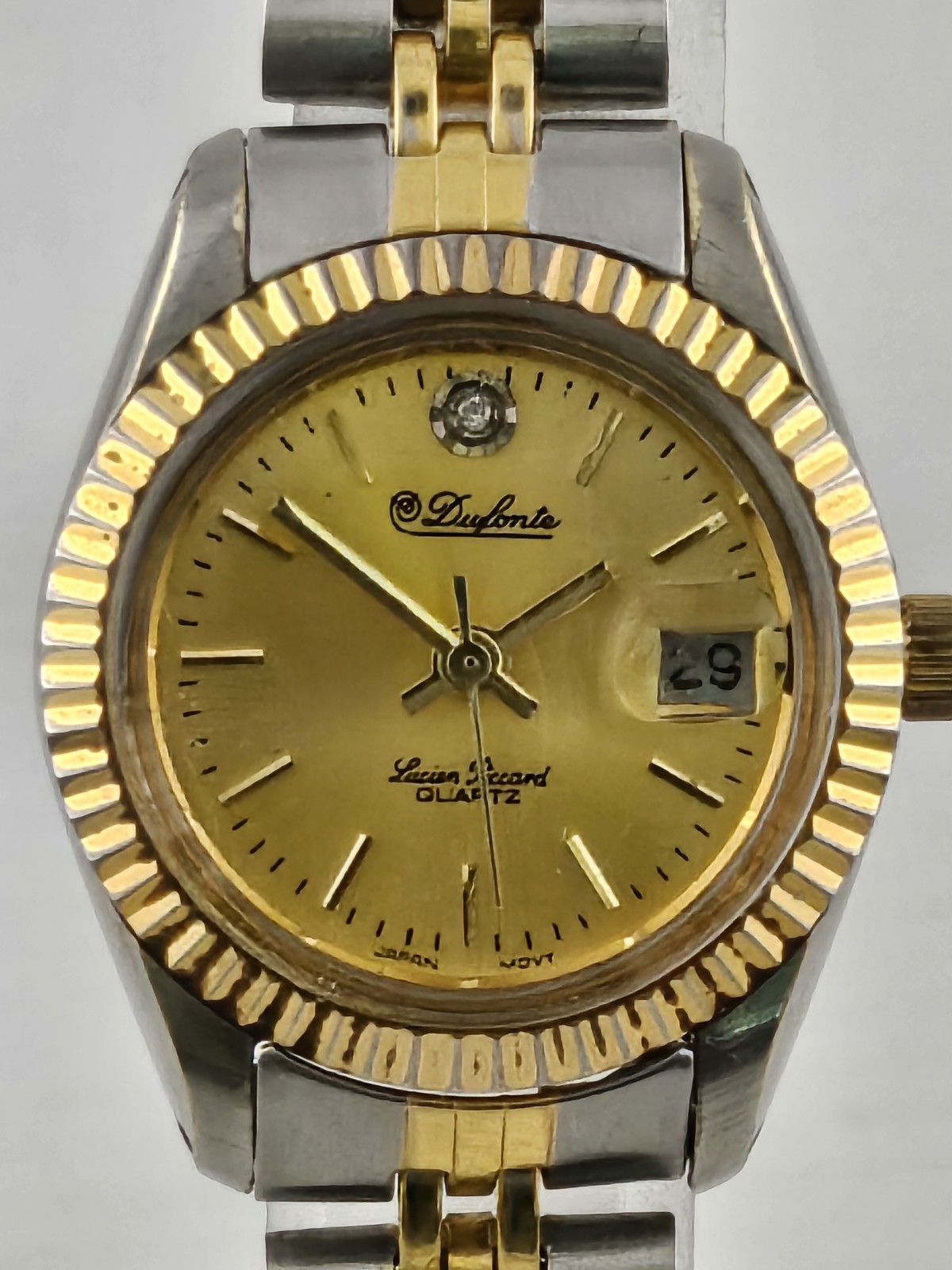 Ladies Lucien Piccard Dufonte Presidential Style Fluted Bezel Quartz Watch Runs