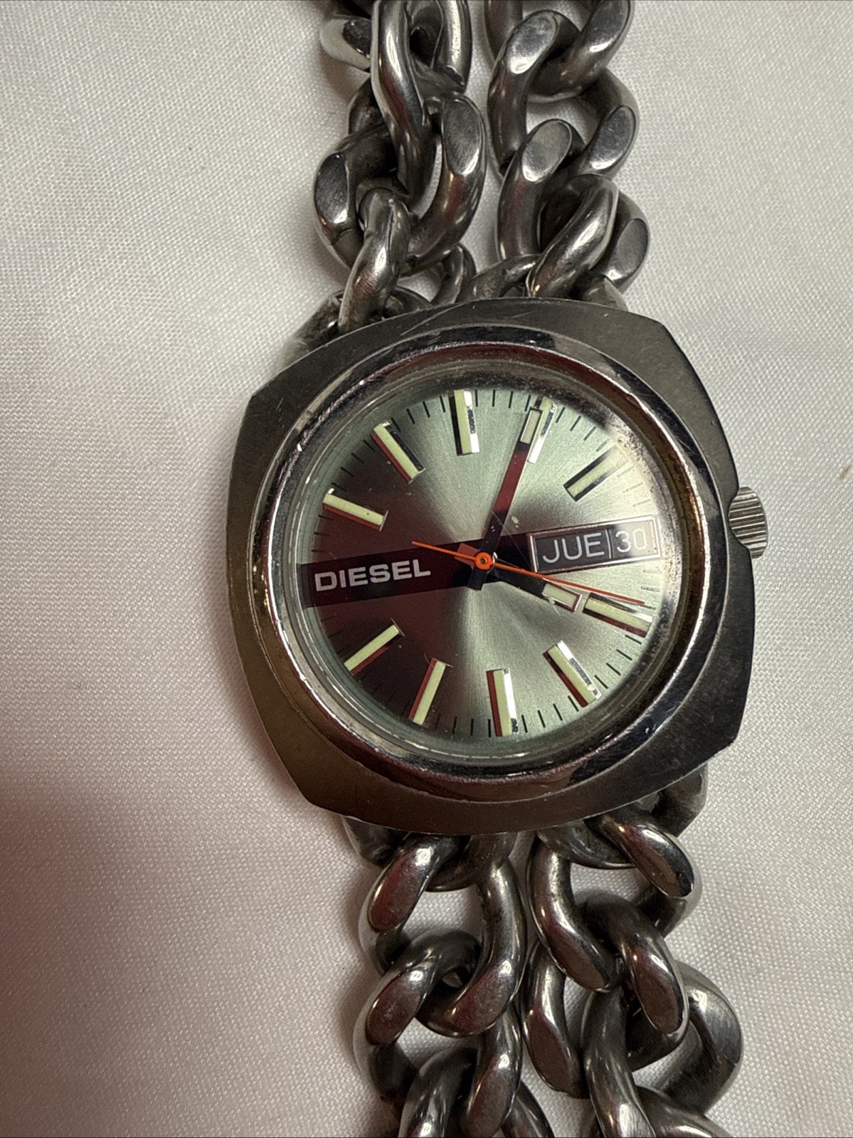 Vintage Diesel DZ-2091 Dual Chain Quartz Watch Japan 10 Bar Lug To Lug 7”