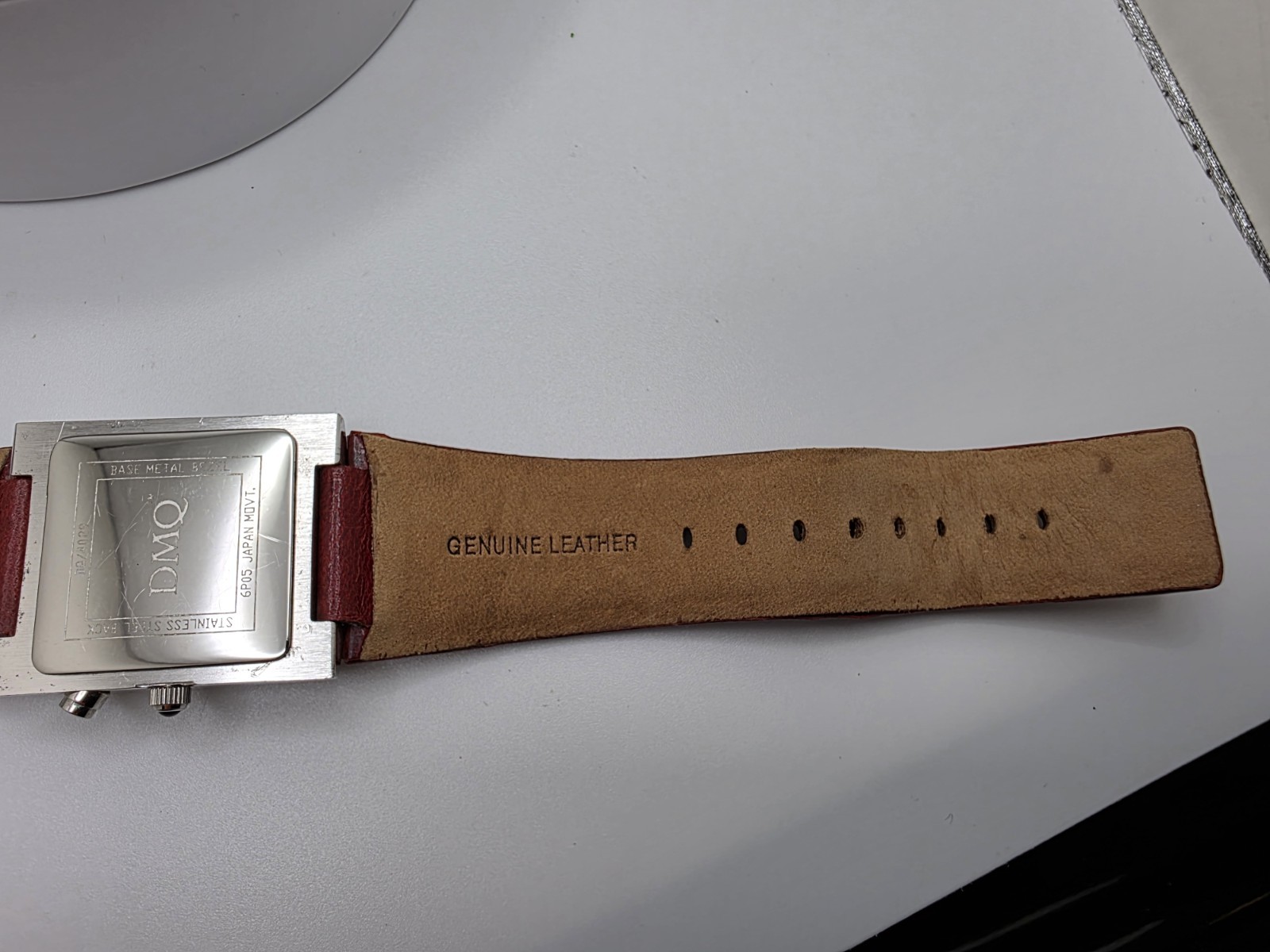 DMQ Diamonique Women’s Crystal Bezel Multifunction Quartz Watch Red Leather Band