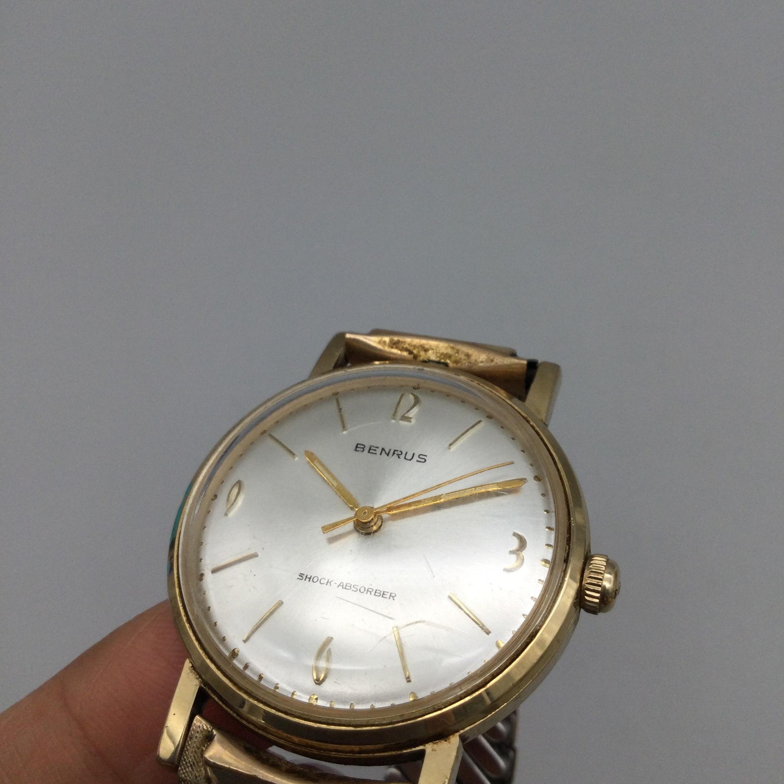 Vintage Benrus Mens Watch 34mm Gold Plated 3021 Expansion Band Manual Wind