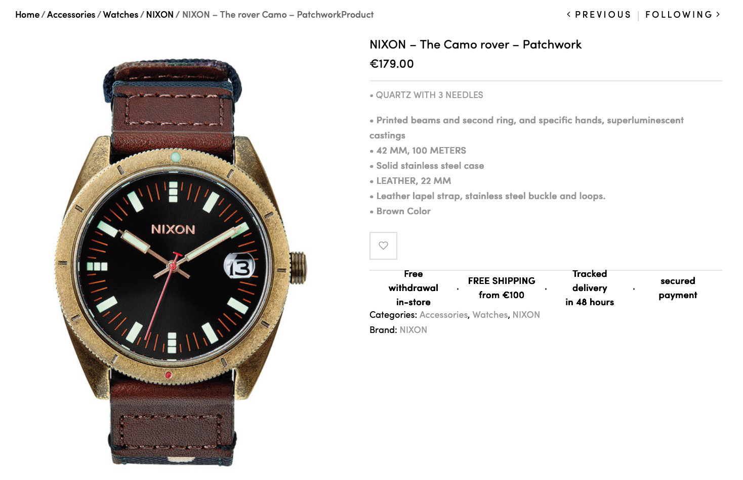 Nixon Wanderlust The Rover 100M Stainless Steel Japan Movement 14E – Camo
