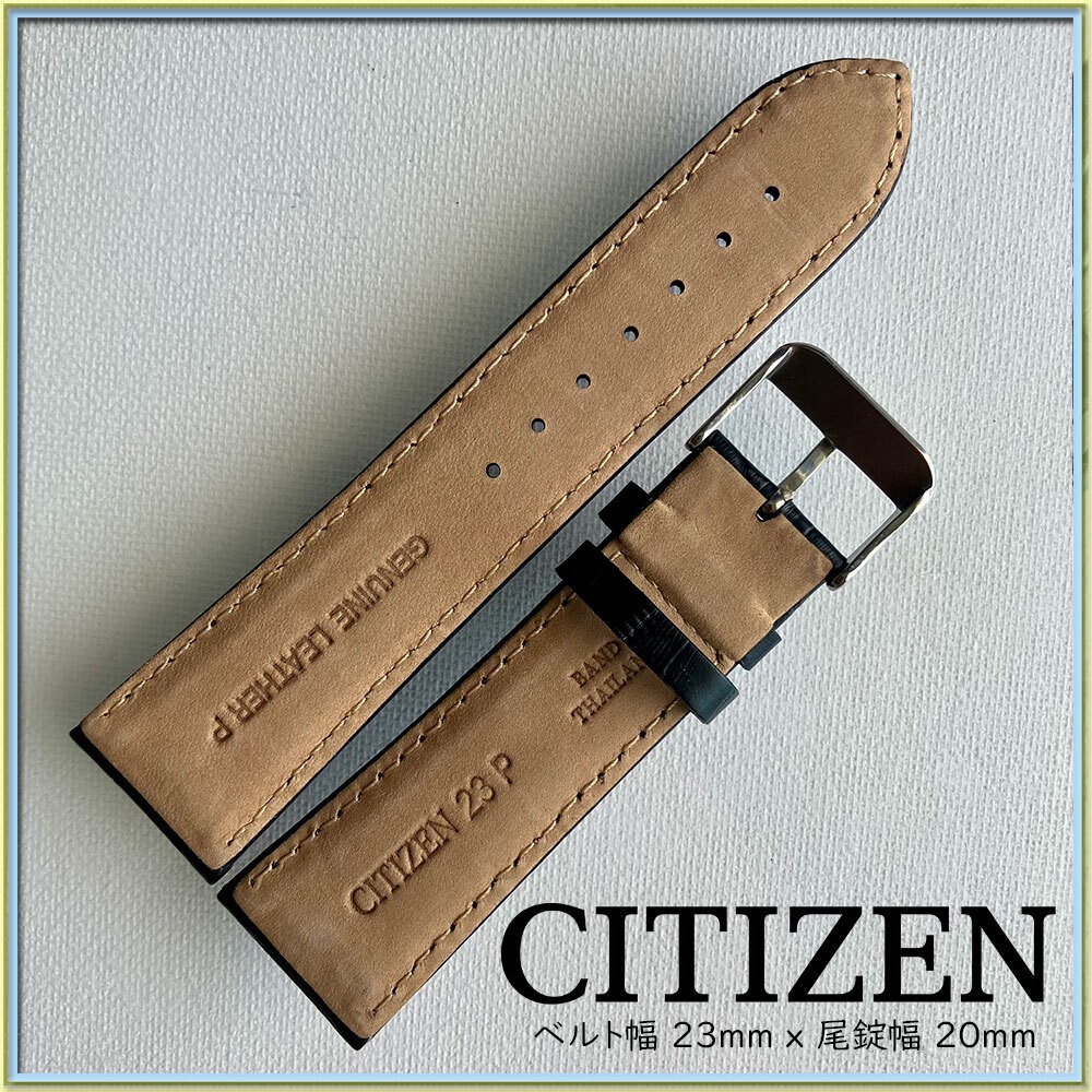 DEAD 23mm CITIZEN Embossed Crocodile Cowhide Watch Band Black Bamboo Pattern Art