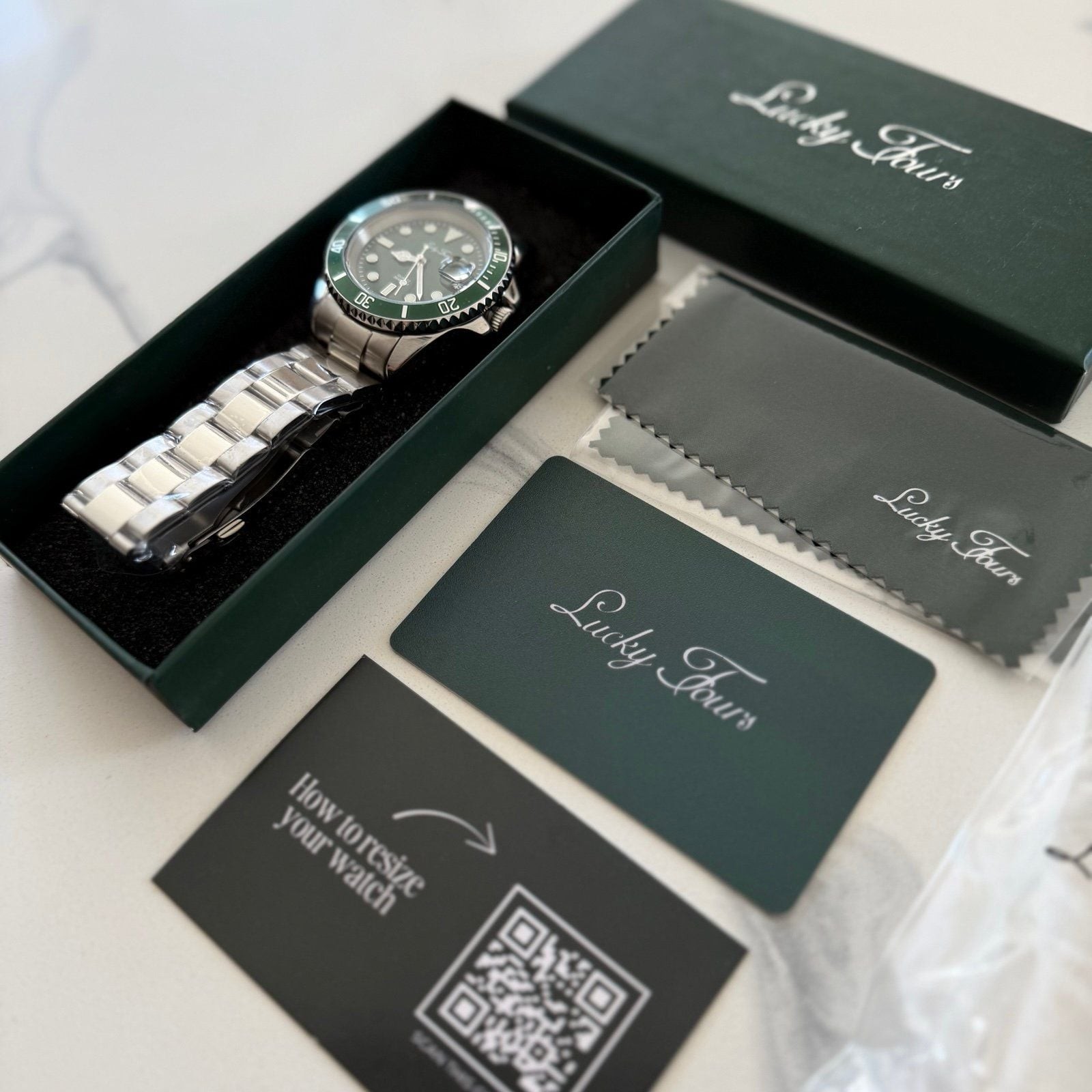 Lucky Fours Baretta Emerald Green Dive Watch New in Box