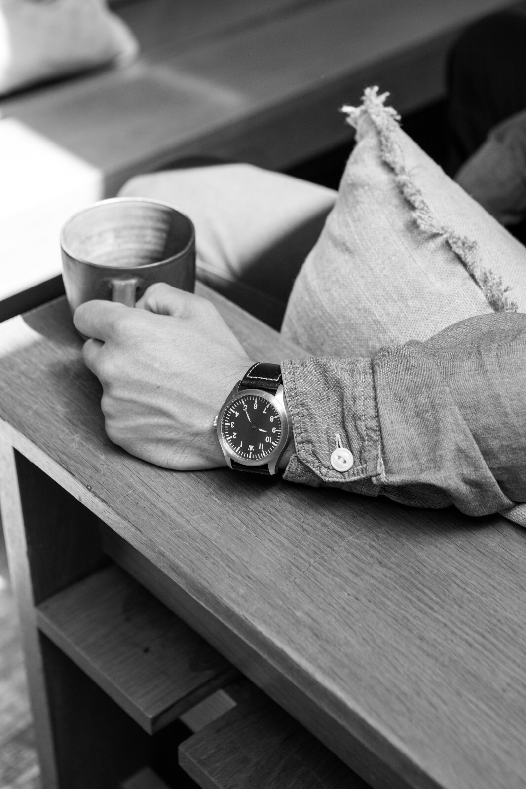 MWC 1940s Pattern 46mm Auto Military Aviator/Pilot Watch With See Thru Caseback