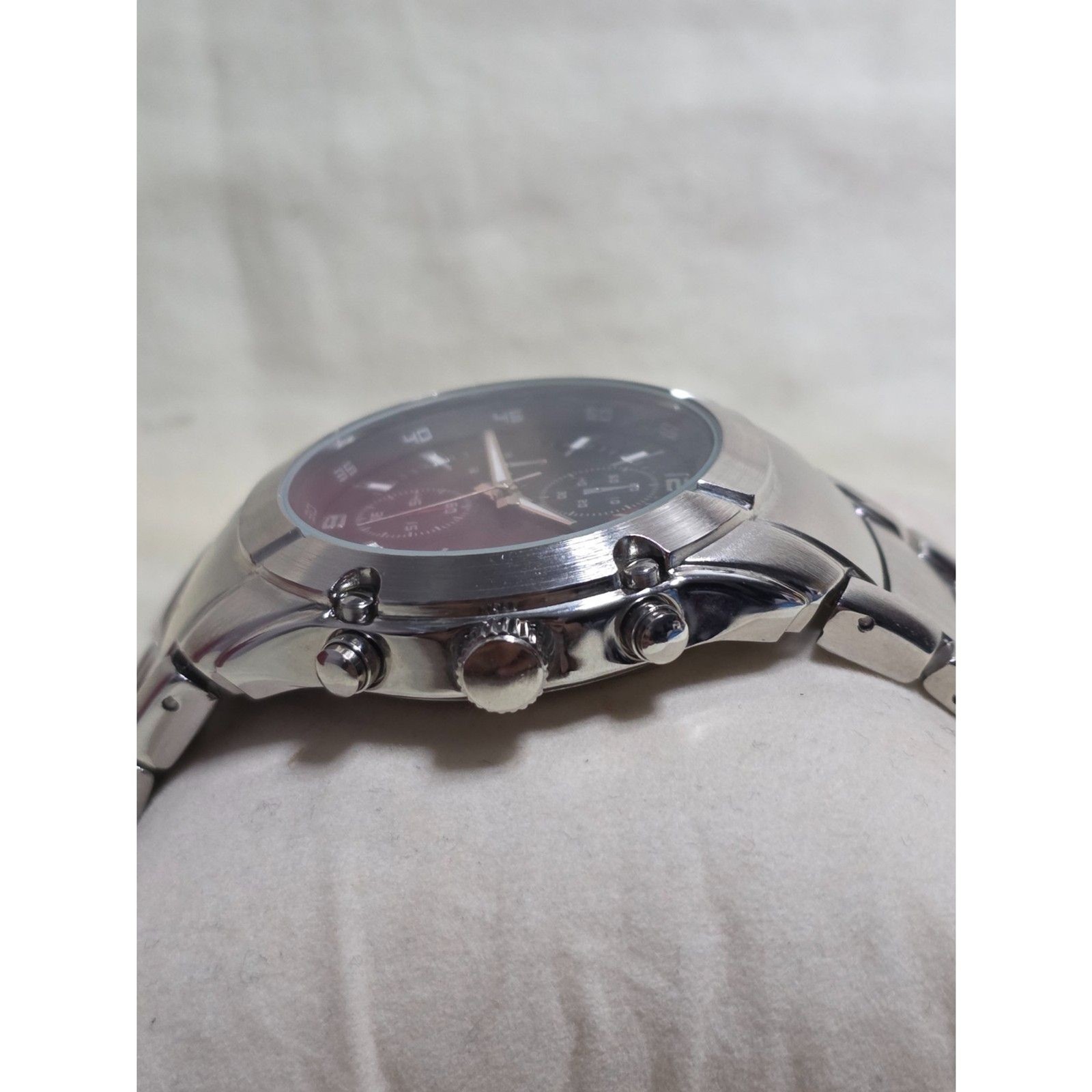 Merona Mens Chronograph Style Stainless Steel Quartz Watch FMDM242 New Old Stock