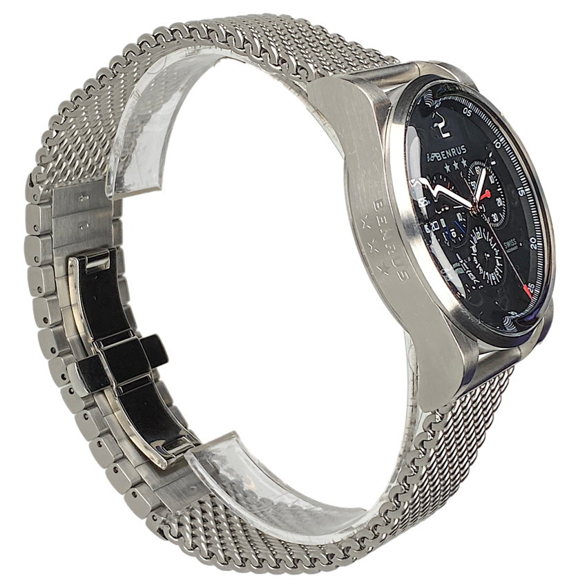 Benrus AirChief2 AC3-SA-BK-SM Chronograph Stainless Steel 41MM Mens Quartz Watch