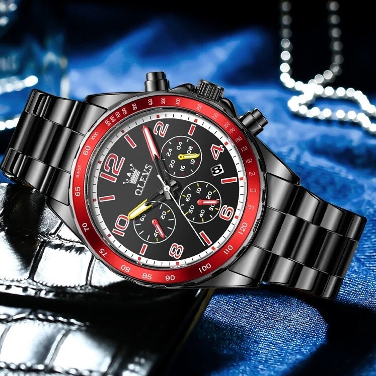 Waterproof Men’s Watch Quartz OLEVS Luminous Luxury Stainless Men Steel Strap