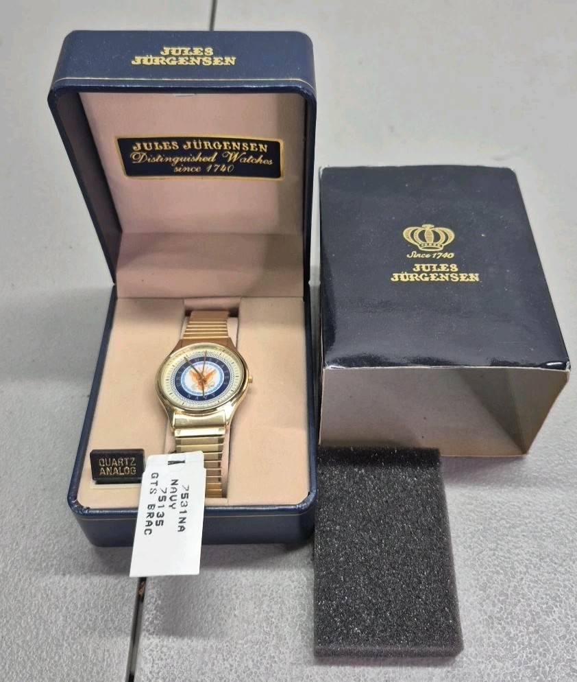 Jules Jurgensen United States Navy Watch 2035 Quartz Gold Tone NIB
