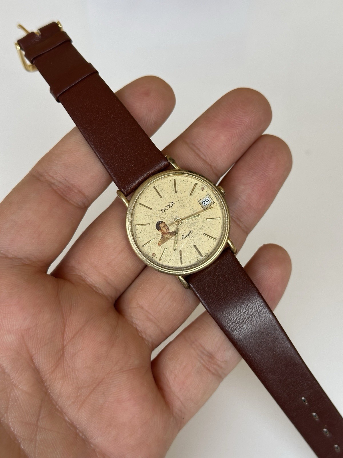 1980s Vintage Doxa Saddam Hussein Iraq Gift Watch Quartz 32mm Rare Authentic