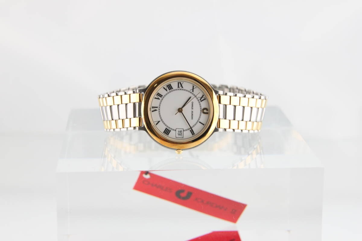 Charles Jourdan Date Combination Color Roman Dial Quartz Men’s Watch with Box an