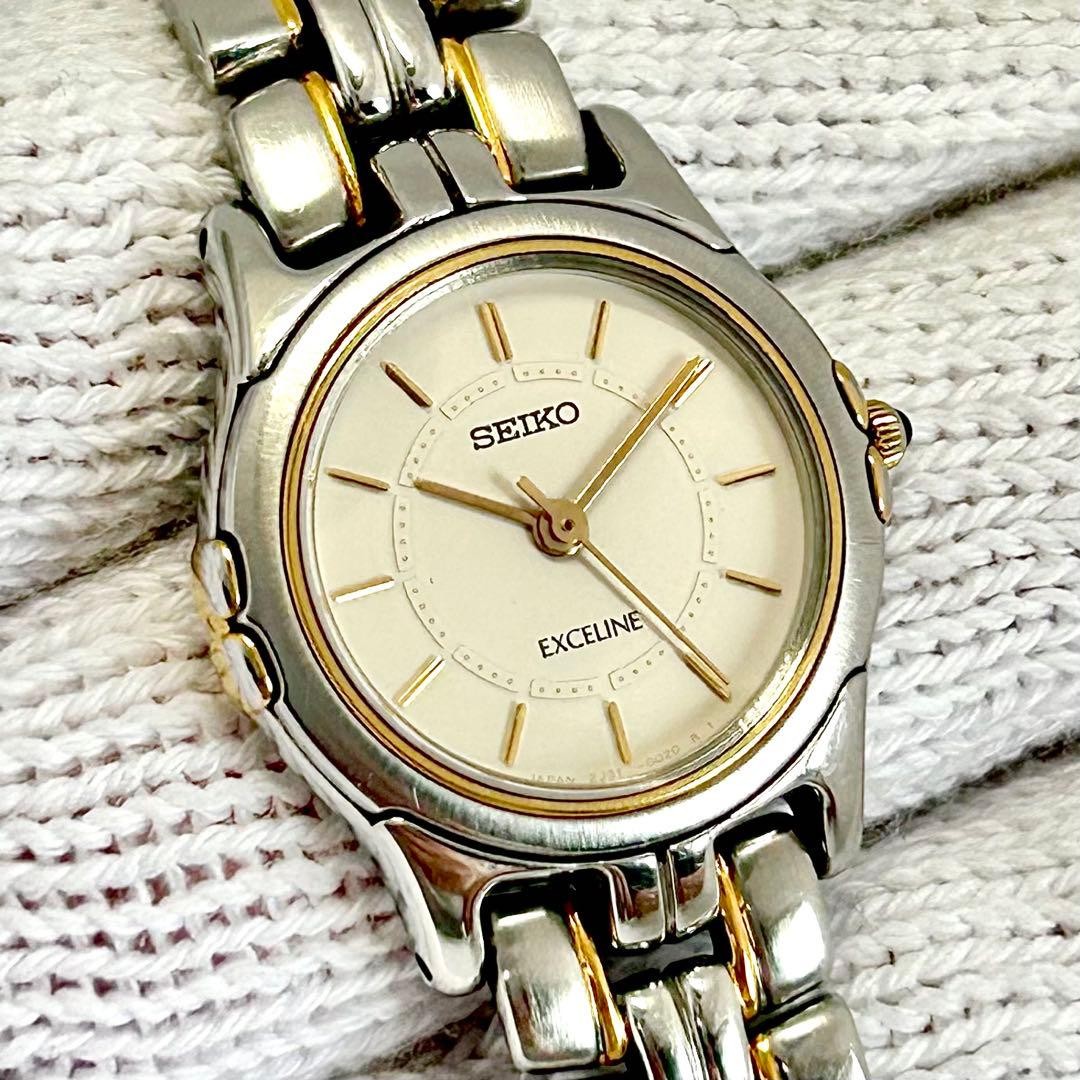 Working SEIKO Excelline Gold Silver Combination Ladies Wristwatch