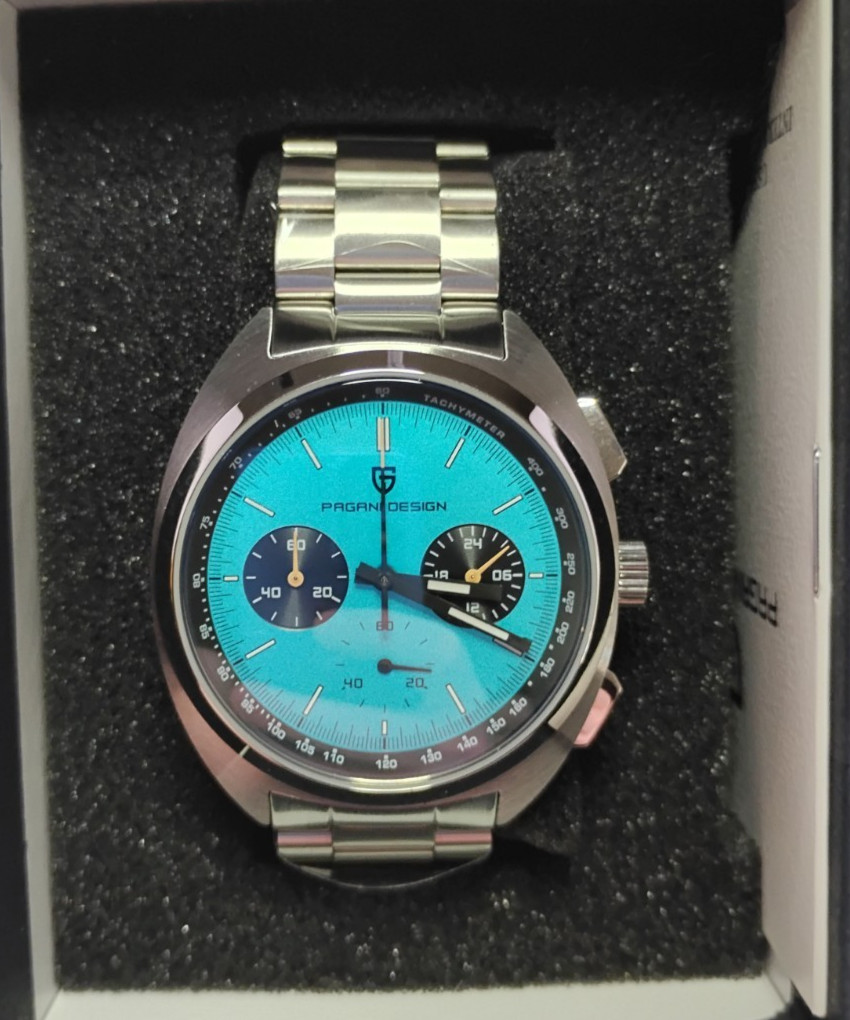 NEW Pagani Design PD-1782 Chronograph Watch Tiffany Blue Dial Stainless Steel