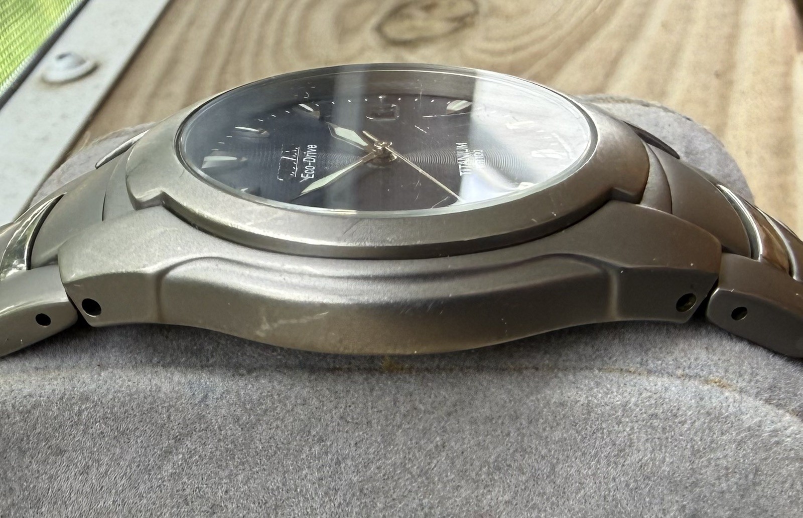 Citizen Eco-Drive Titanium WR100 Watch 37mm Blue Dial Solar Date E111-K006350
