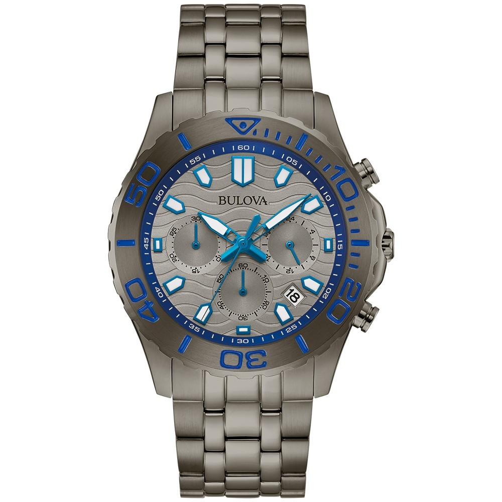 Bulova Men’s Sport Chronograph Gray Stainless Steel Quartz Watch 42MM 98B434