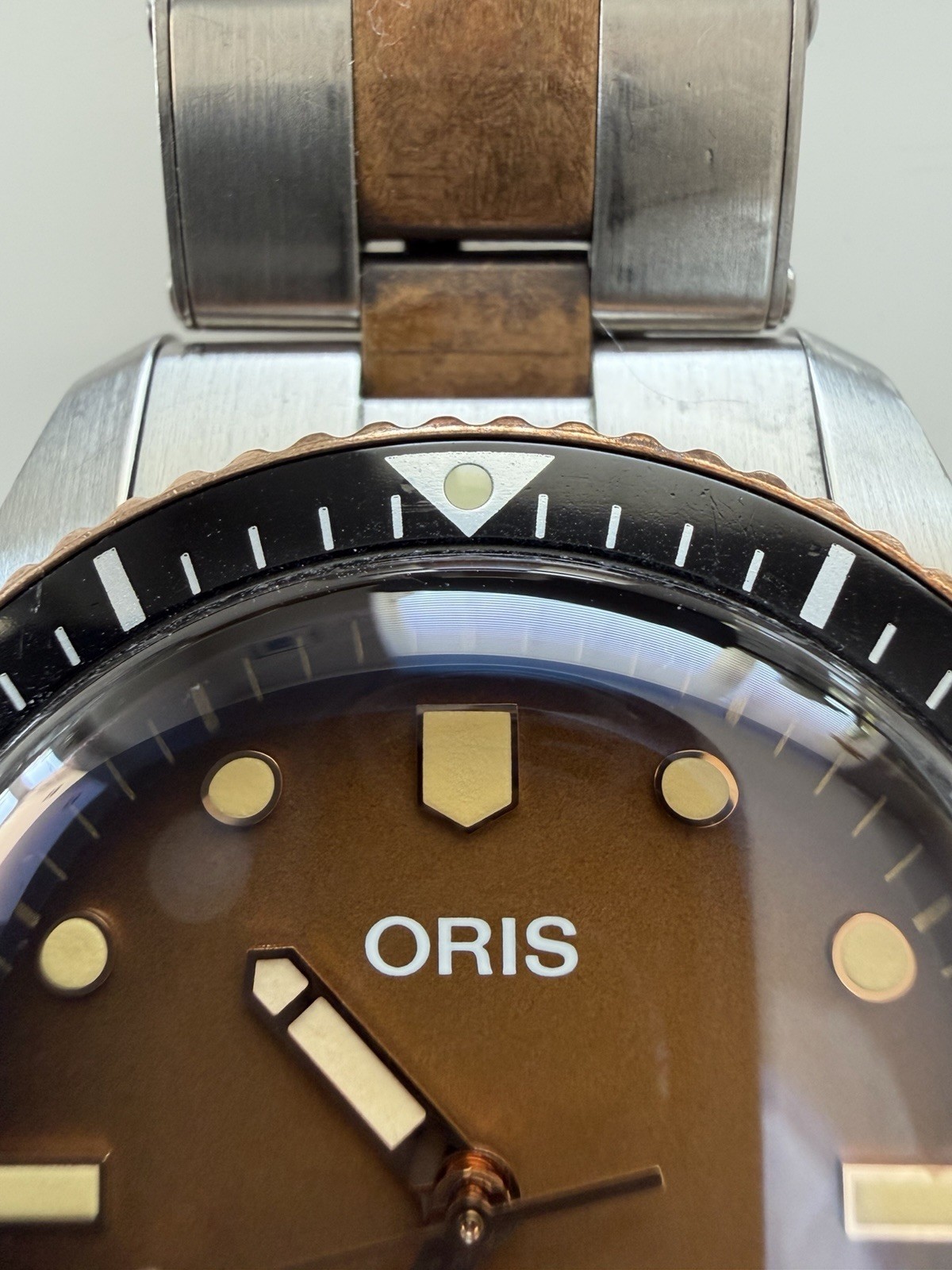 Oris Divers Automatic Brown Dial Rotating Bezel Steel/Bronze Bracelet 100m