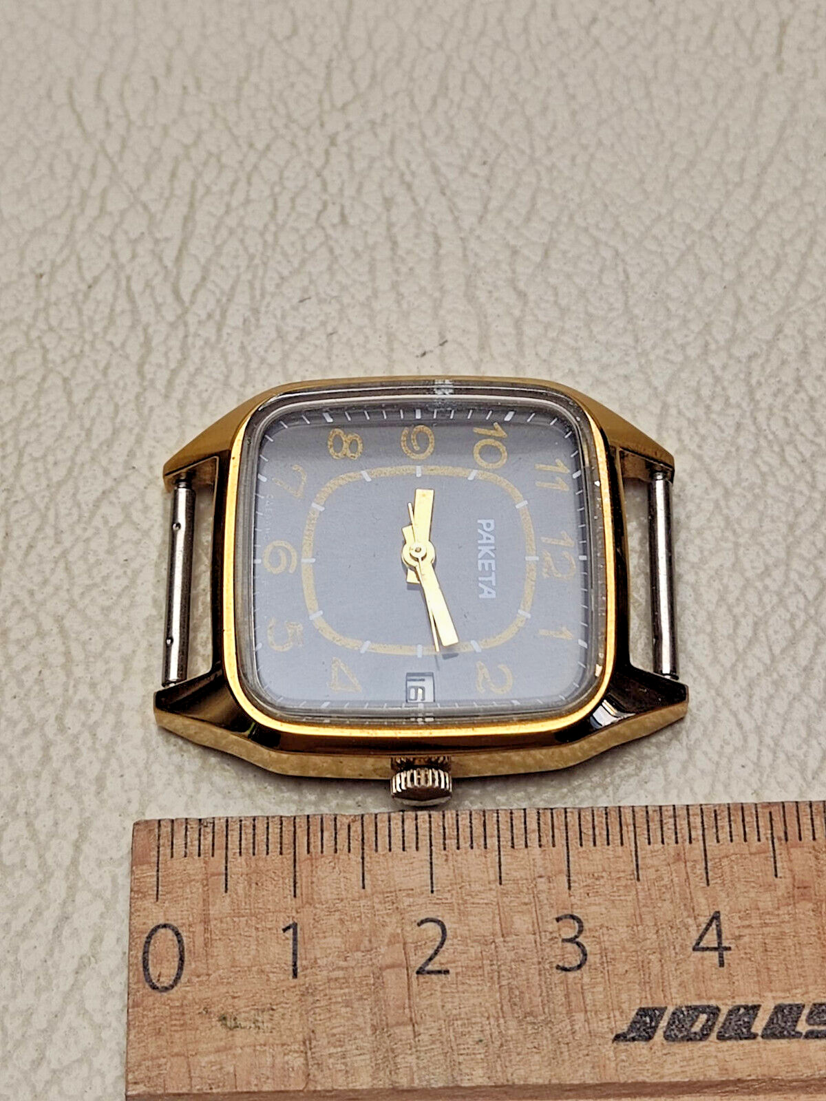 Vintage ROCKET gold-plated USSR Raketa 2614.H Nice Black Dial Wristwatch 19J