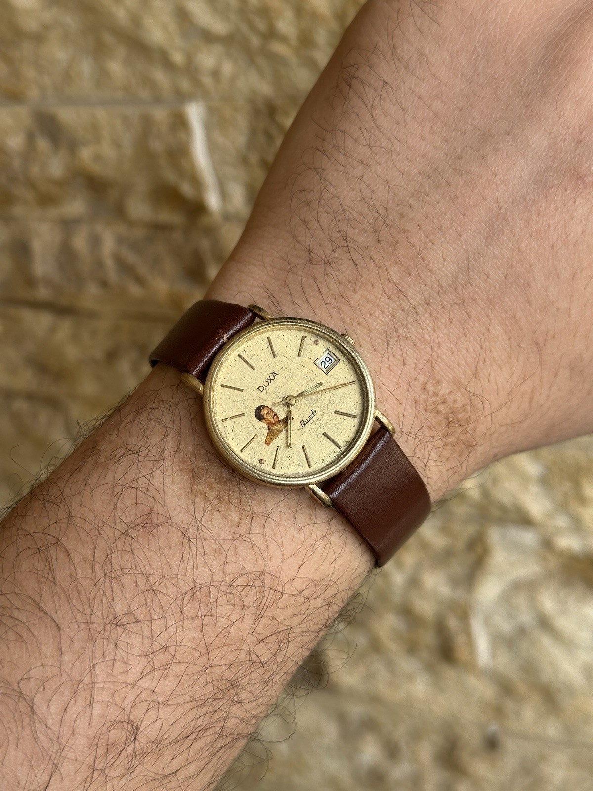 1980s Vintage Doxa Saddam Hussein Iraq Gift Watch Quartz 32mm Rare Authentic