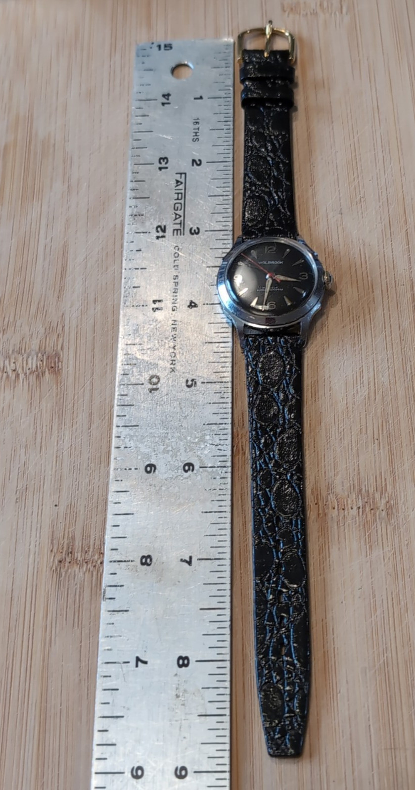 Vtg Wolbrook Wrist Watch Black Dial Made In Germany Red Seconds Pointer