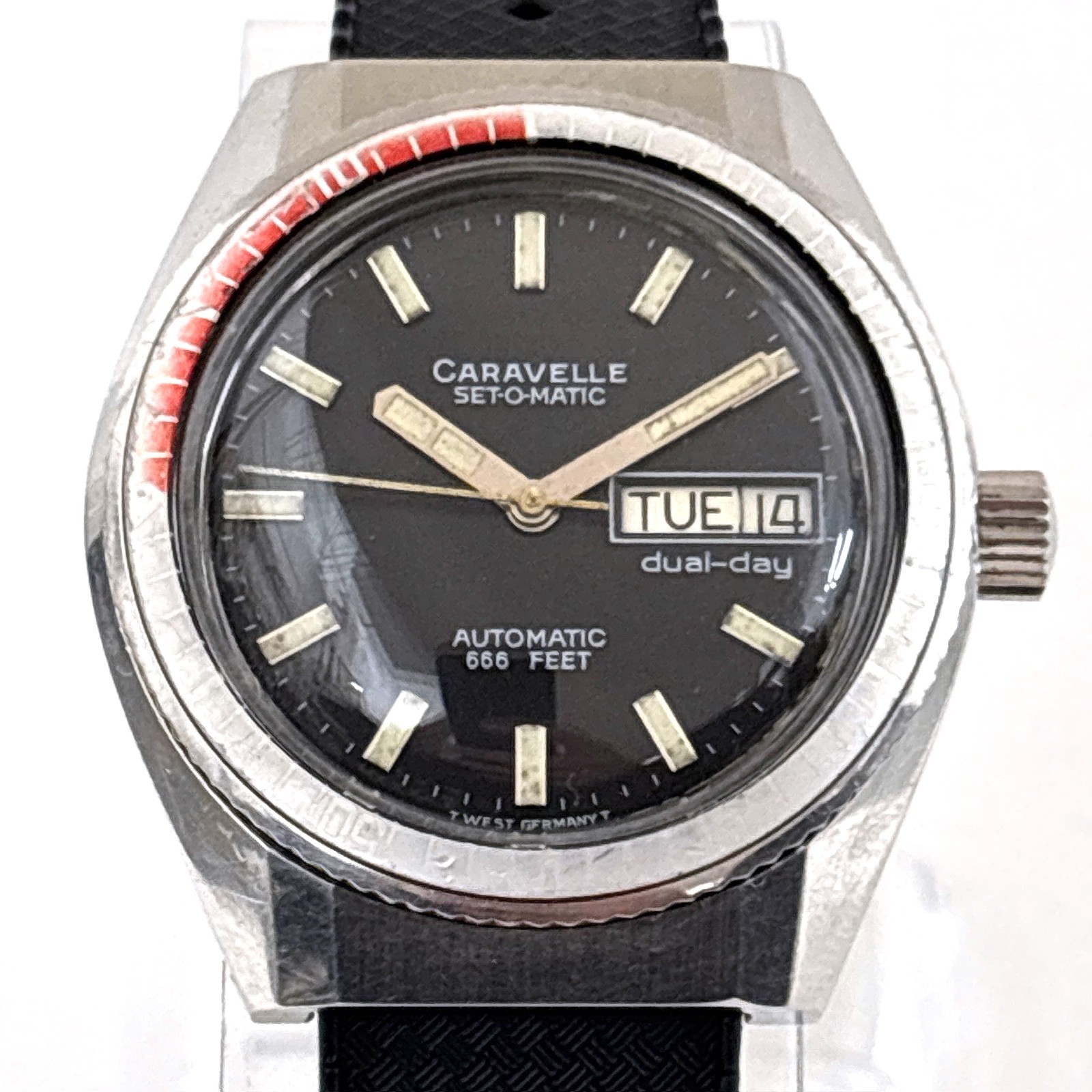 Vintage 1979 Caravelle Devil Diver Automatic 38mm Ghost Bezel 666ft West Germany