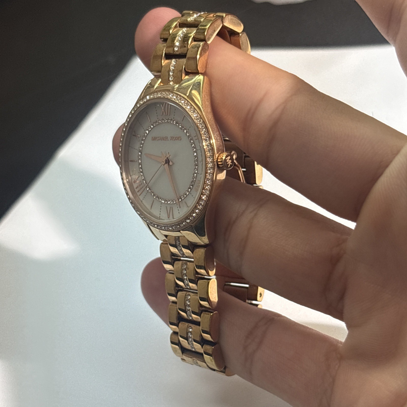 Michael KORS Watch Gold Plated MOP DIAL Fits Wrist Size 6.5”