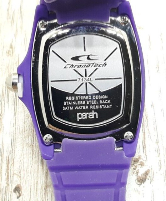 Chronotech Purple Parah Rectangle Unisex Watch Men Women Polycarbonate Rubber
