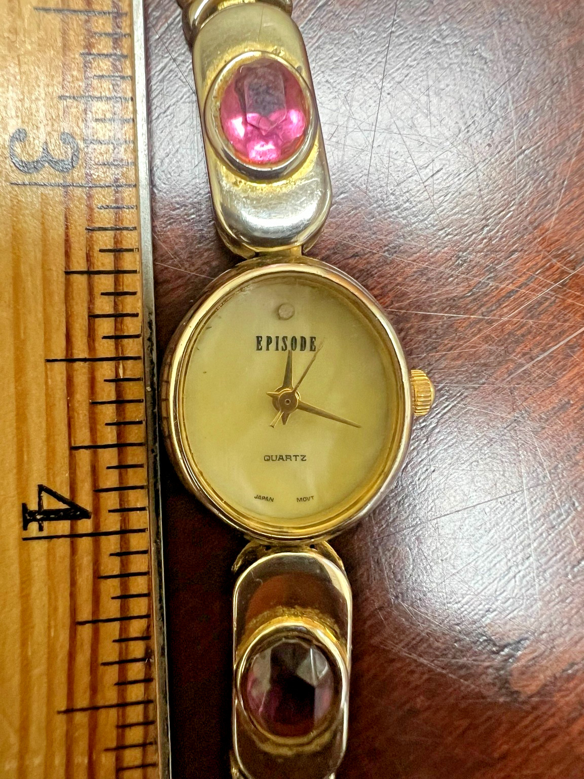 Episode One Jewel Quartz Ladies Bracelet Watch Gold Tone Stones Miyota Japan