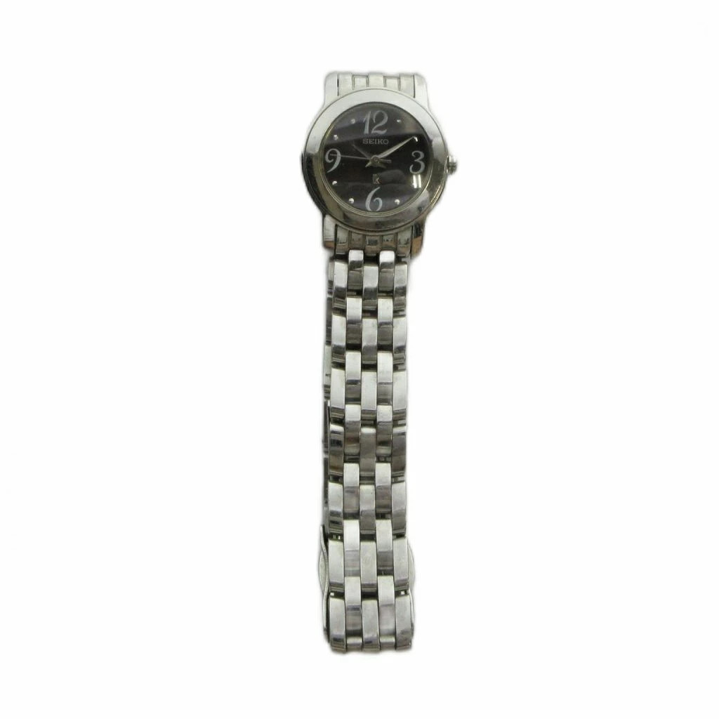 Used SEIKO 1N01 0HE0 LUKIA Wristwatch Quartz Black Dial Logo Silver GY18 MQ Ladi