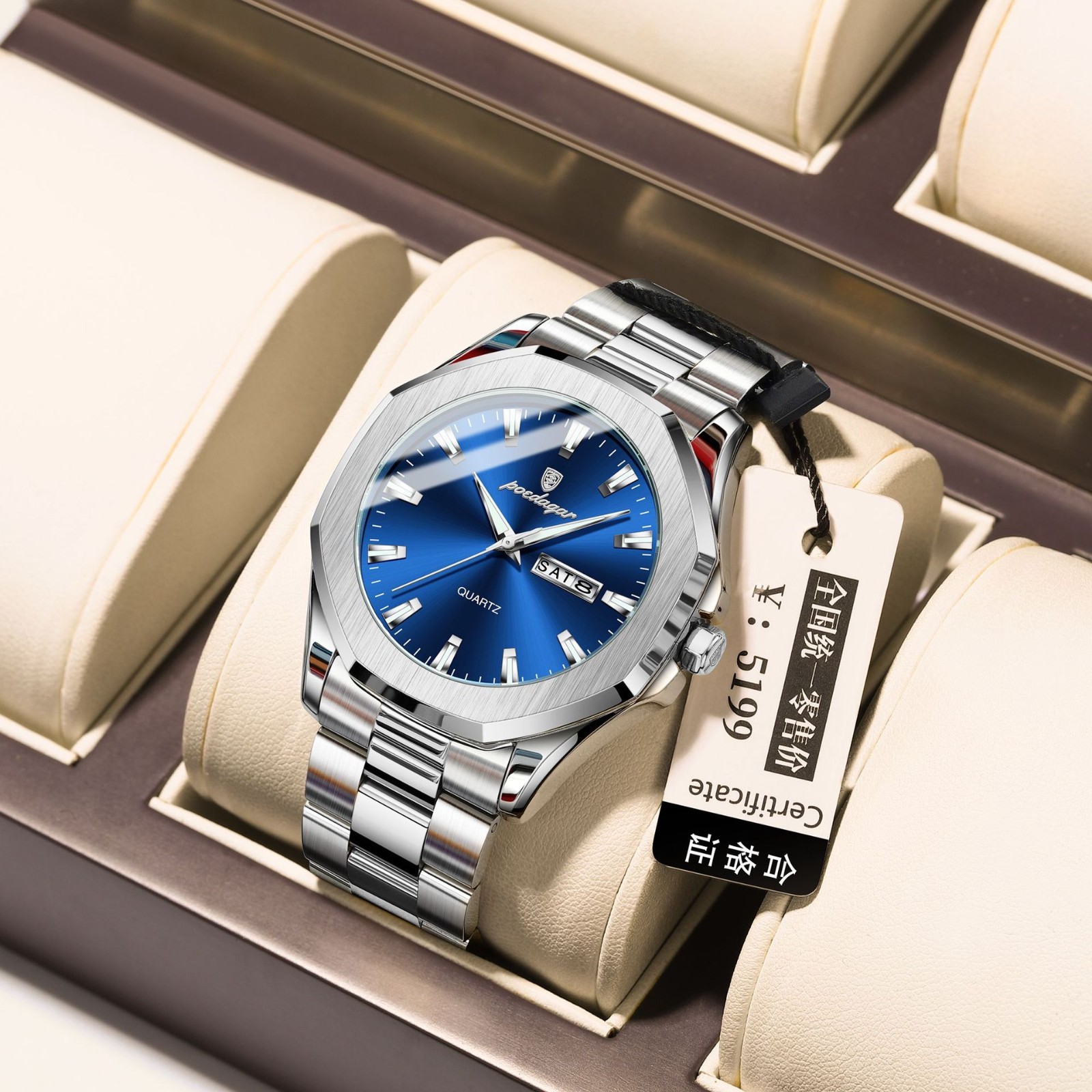 POEDAGAR Luxury Men’s Steel Strap Quartz Watch