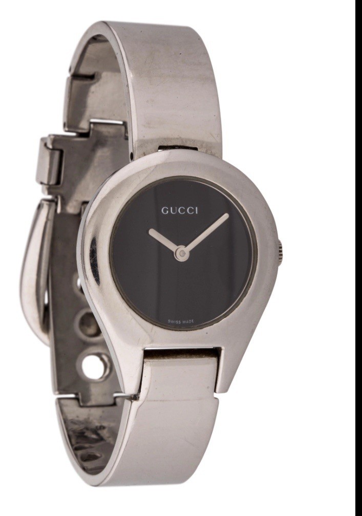 GUCCI 6700L Quartz Analog Silver Bangle Watch New Battery Auth w-12127