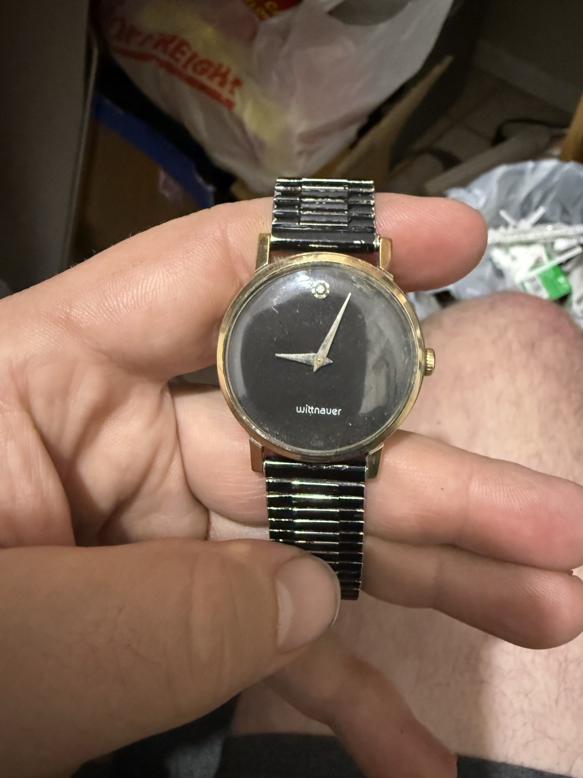 Wittnauer Swiss Manual Wind 17J Vintage Gold Plated Black Dial 32-35.9mm