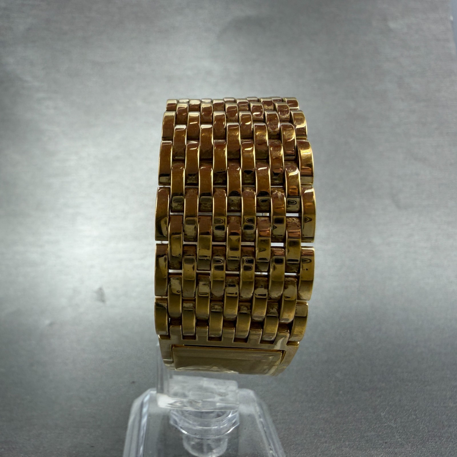 Wittnauer Tank Watch Men 24mm Black Dial Gold Tone KW8078 5784 Diamonds New Batt