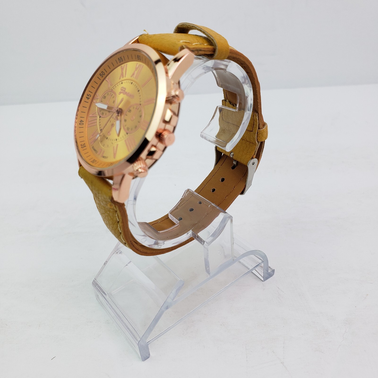 Unbranded Geneva Quartz Fashion Costume Adult Yellow Rose Gold Wrist Watch