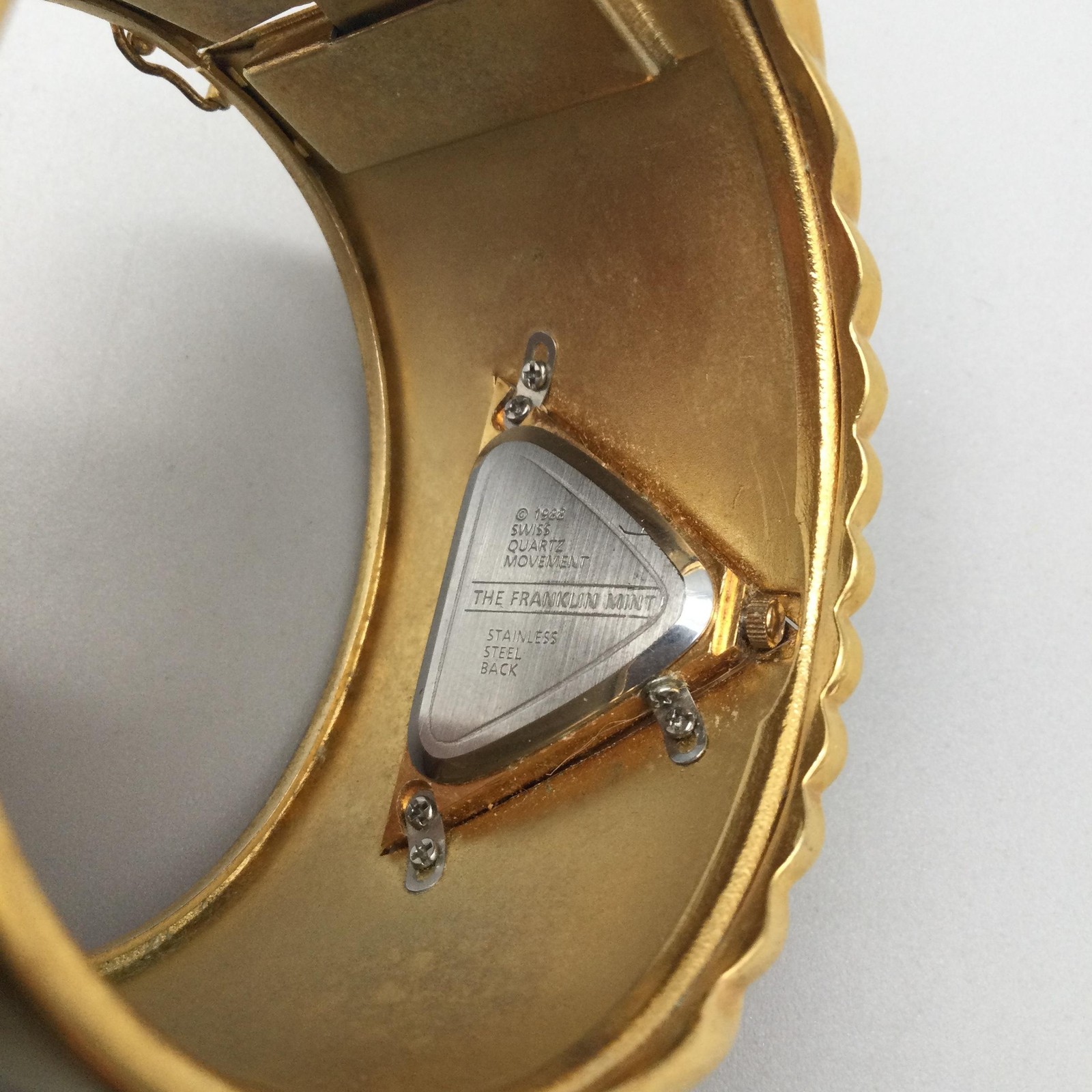 Vintage Franklin Mint Watch Womens 40mm Triangular Dial Gold Tone New Battery