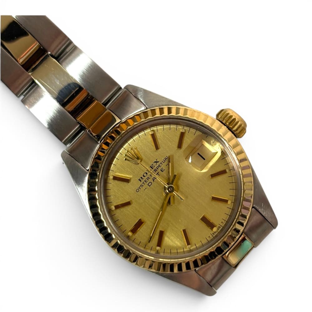 Full Set 1972 Rolex Ladies Date Two Tone 26 mm Champagne Automatic Watch 6917