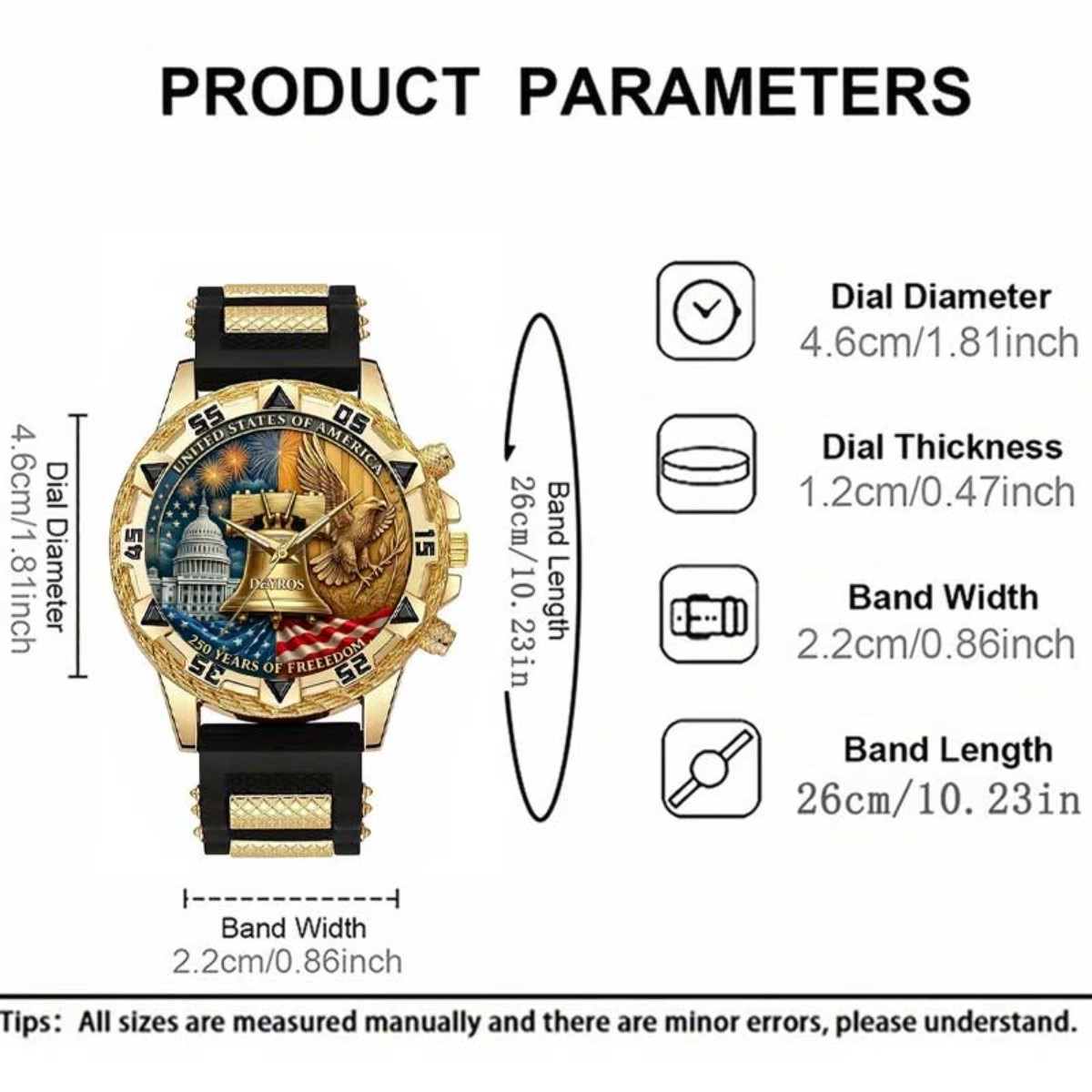 4pcs Men’s The 250th Anniversary of The United States: ‘Eagle of Liberty’ Watch
