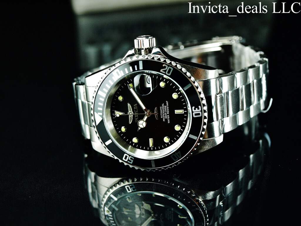 Invicta Men’s 40mm Pro Diver AUTOMATIC NH35A BLACK DIAL Silver Watch