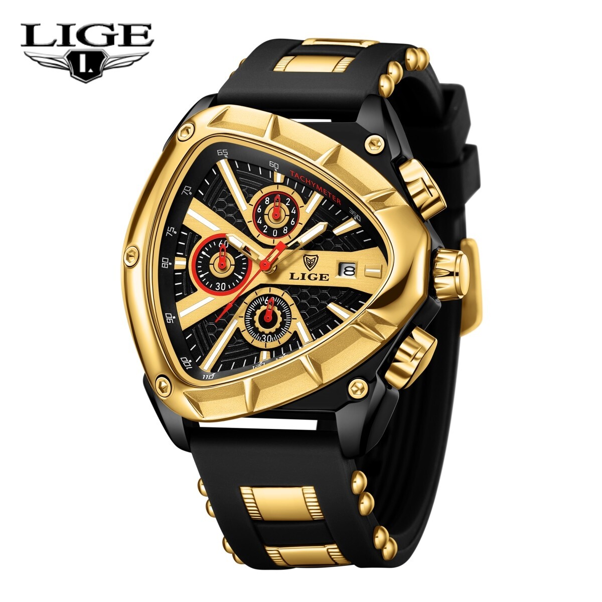 LIGE Men Watch Quartz Big Dial Luminous Chronograph Waterproof Sport Wristwatch