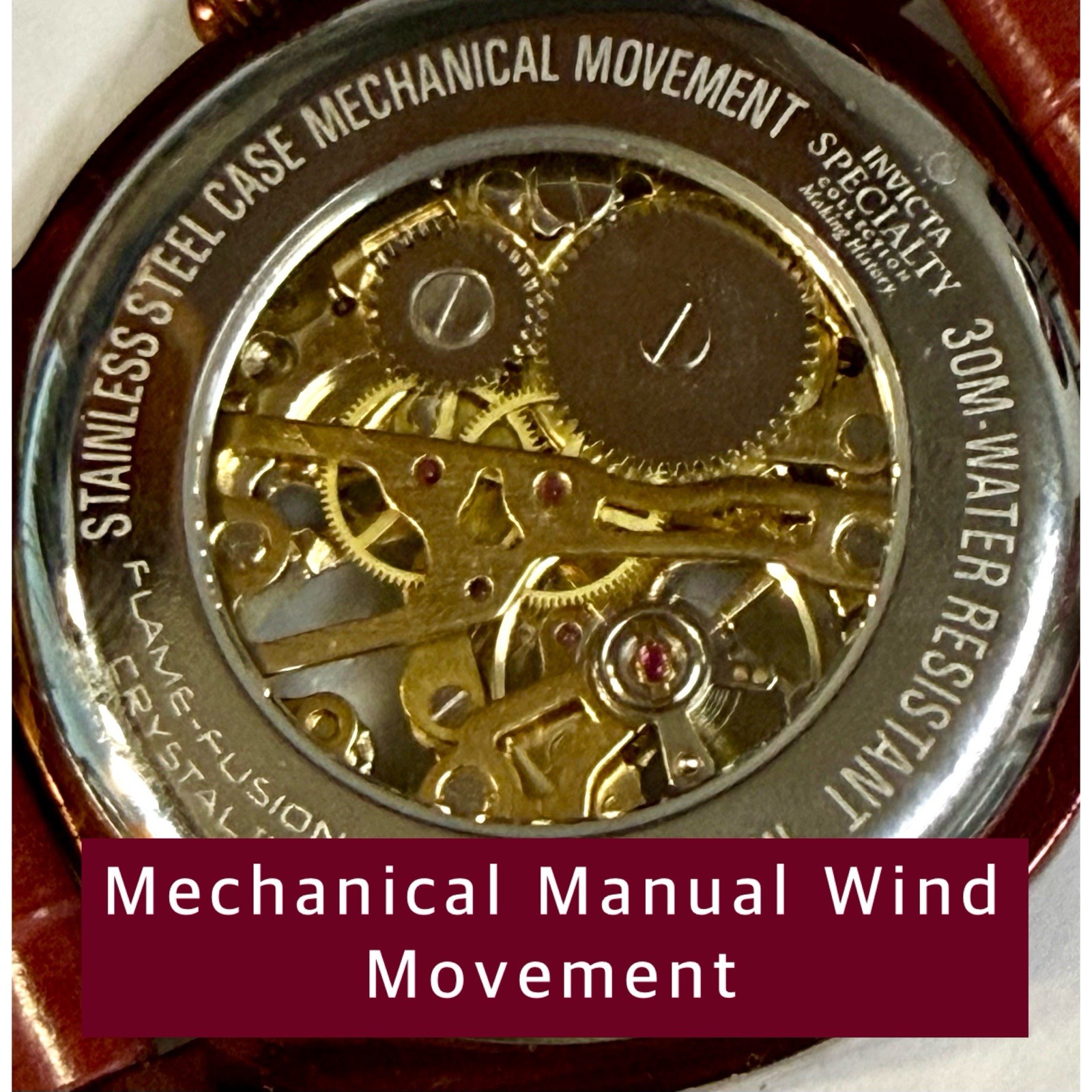 42mm Burgundy Case & Strap | Skeleton Mechanical Manual| Invicta SPECIALTY Watch