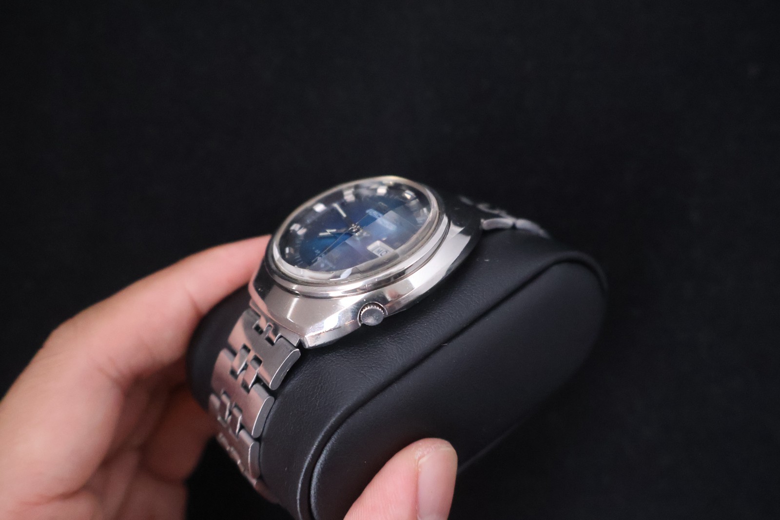[Serviced] Rare Vintage 1973 Seiko 5 Actus SS Blue Dial 23 Jewels 6106-7590