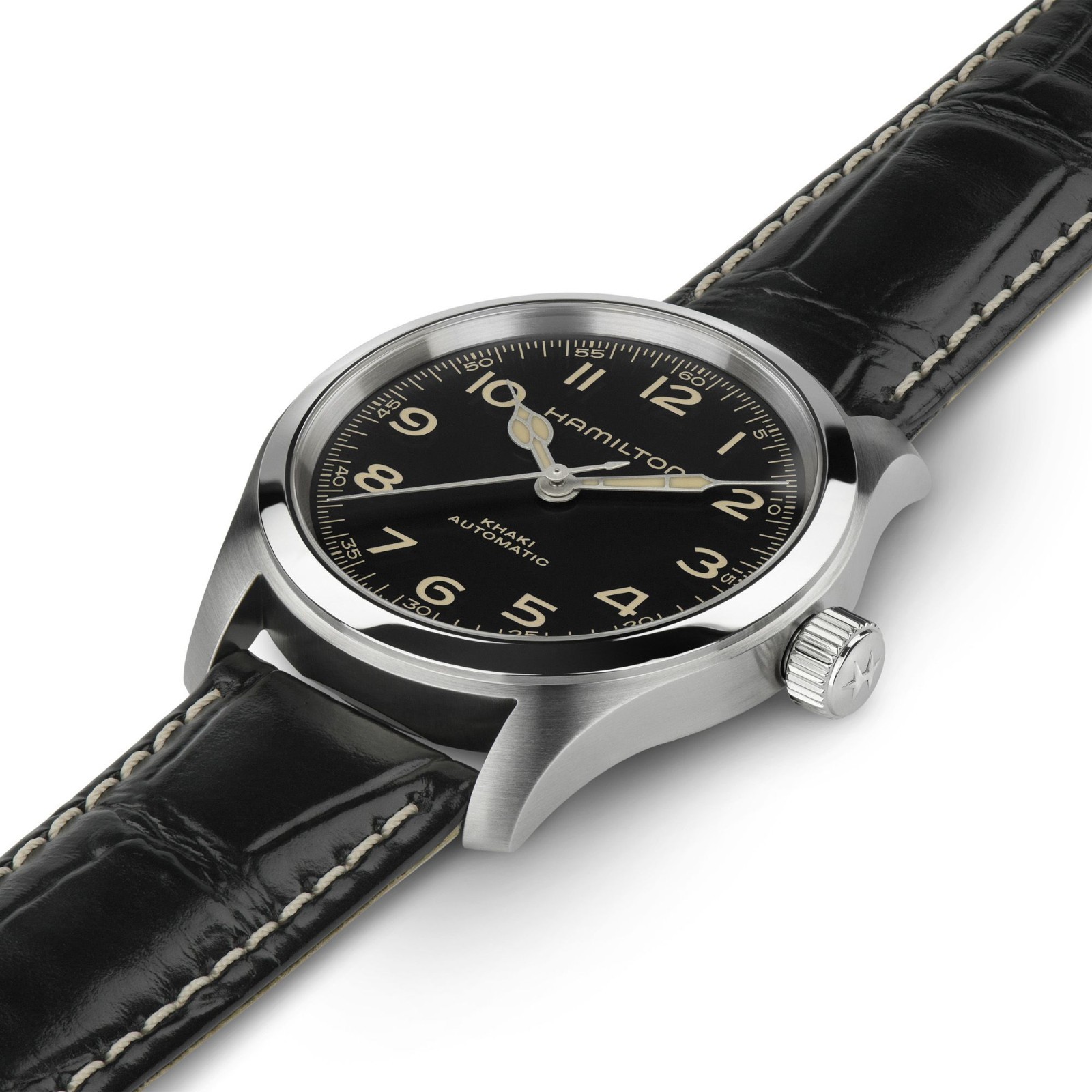 Hamilton Khaki Field Automatic Black Dial Leather Strap Men’s Watch H70405730