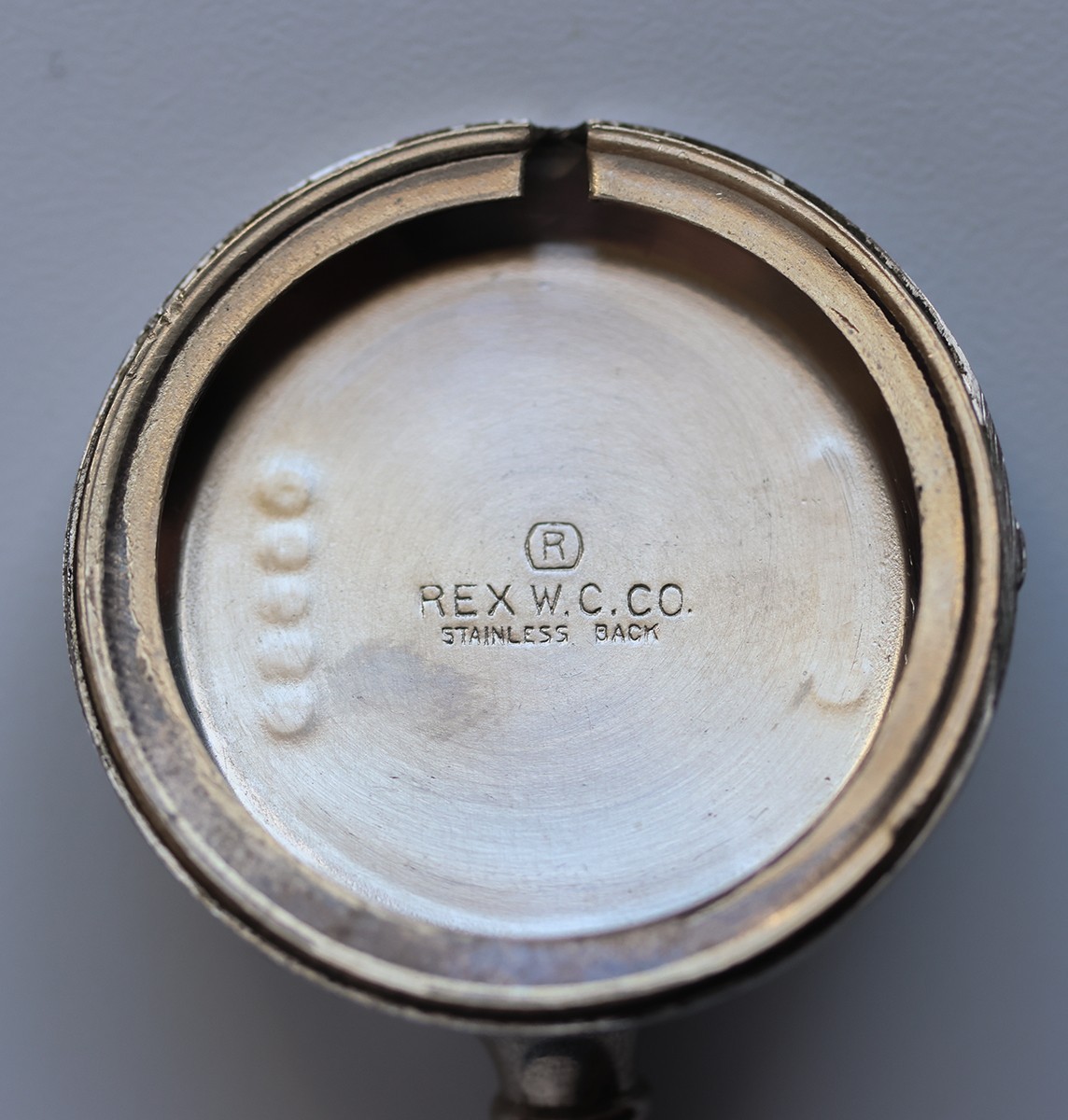 VINTAGE REX W.C. CO Stainless Steel 66496 Watch Case Back 29.0mm Snap-On Parts