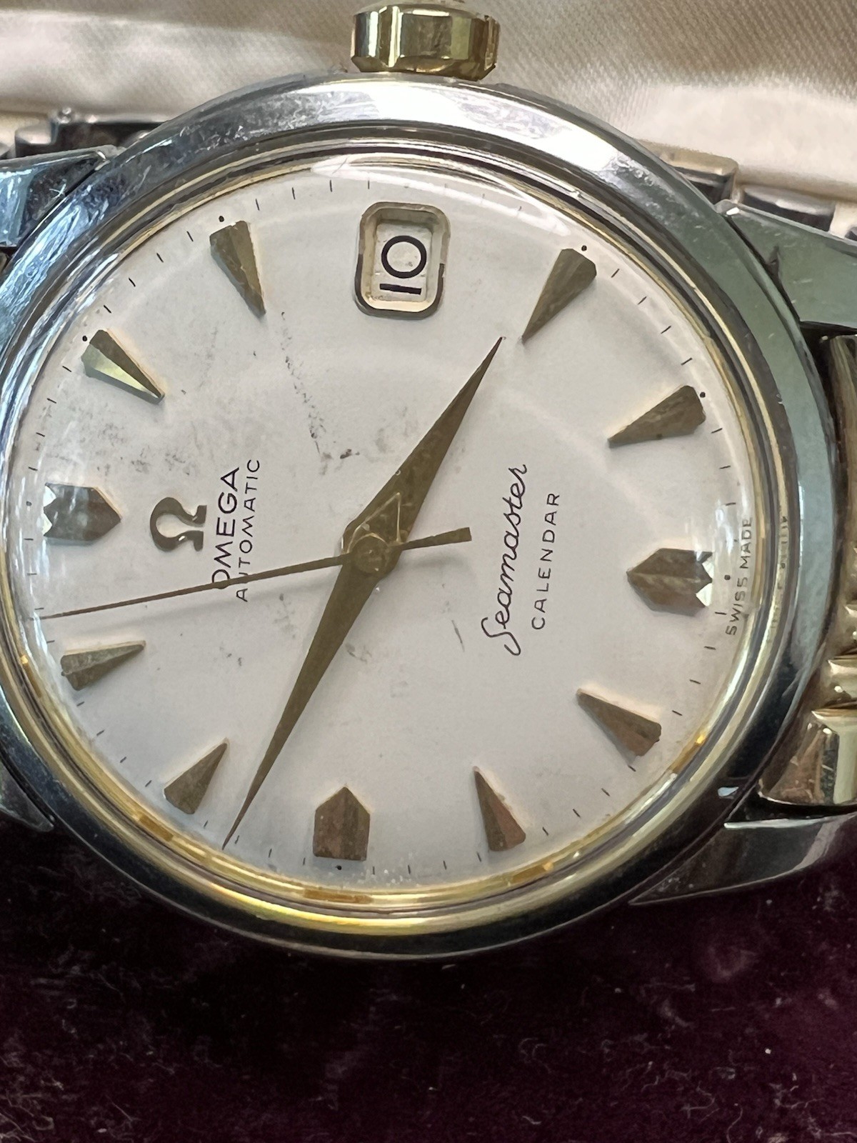 Vtg Omega Seamaster Calendar Watch, Auto Beads of Rice & Arrow Markers, Ref 2849