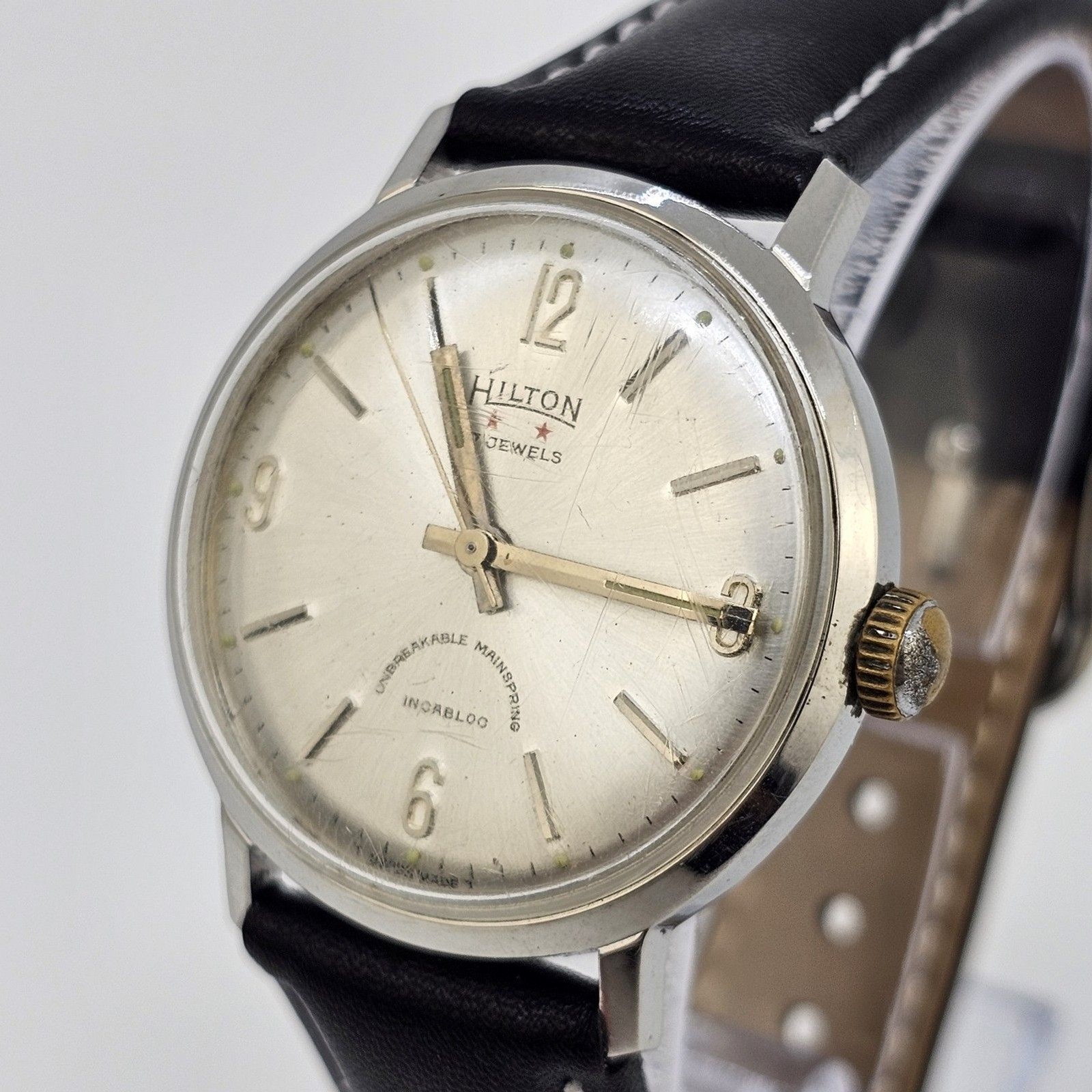 VTG Hilton Automatic Men’s Watch 34MM Gray Dial Swiss New Black Leather Bands