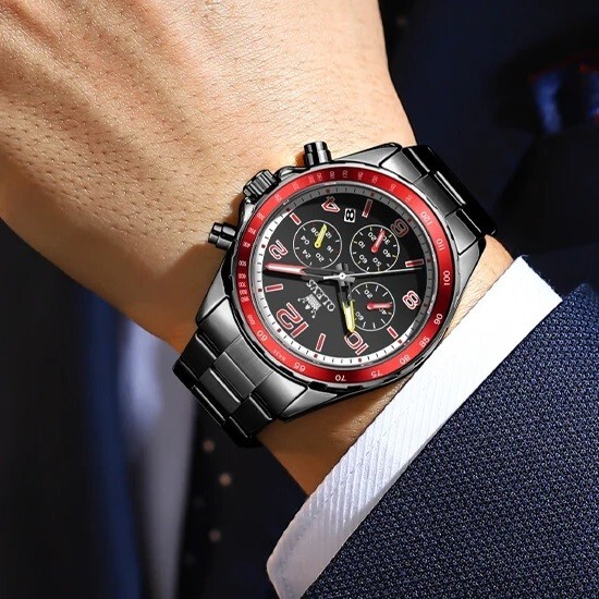 Waterproof Men’s Watch Quartz OLEVS Luminous Luxury Stainless Men Steel Strap