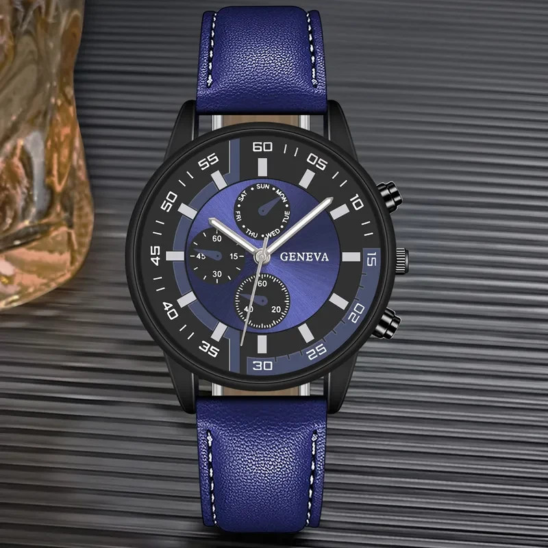 Retro Round Buckle Quartz Men’s Geneva Watches