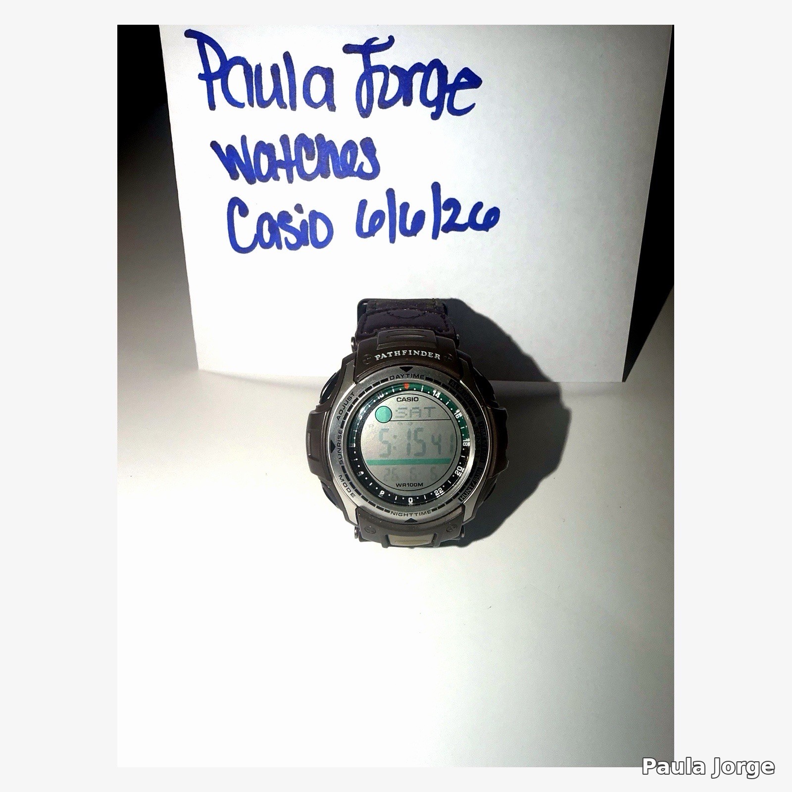 Casio Pathfinder PAS-410B Hunting Timer Digital Watch Leather Canvas Band