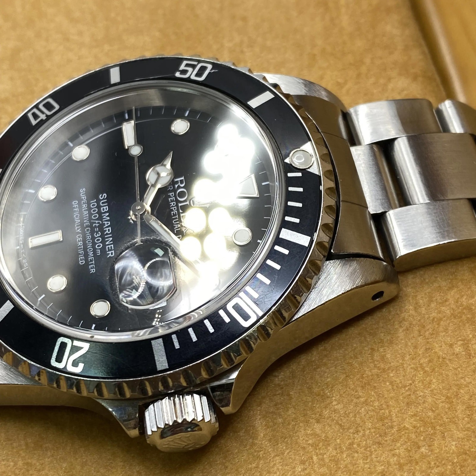 Rolex Submariner Date 16610 Steel Holes None Ceramic Black Dial Watch B&P 2000