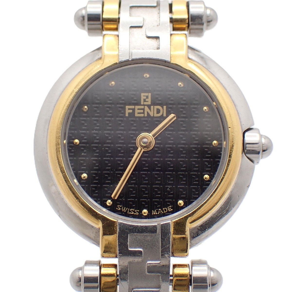 FENDI 760L Black Quartz SS Two Tone Dial Strap Folding Clasp Women’s Watch