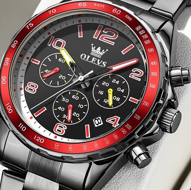 Waterproof Men’s Watch Quartz OLEVS Luminous Luxury Stainless Men Steel Strap