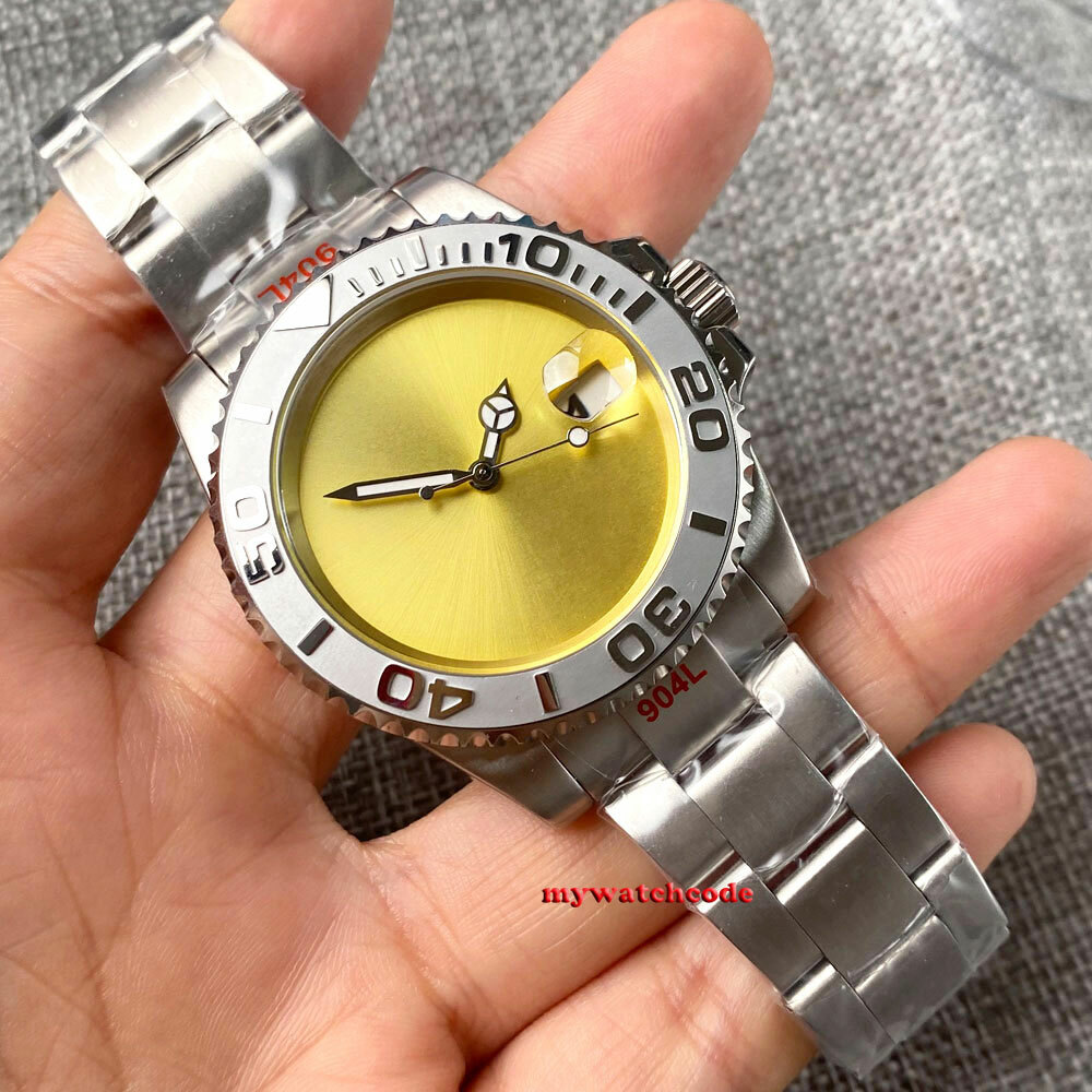 40mm Bliger Blank Black White Blue dial NH35 Automatic Mens Watch Sapphire glass